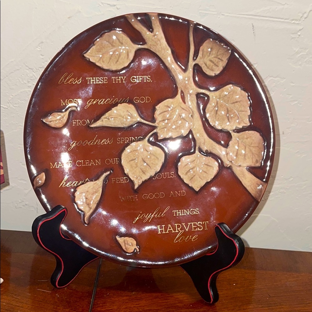 Decorative Harvest Plate with Leaf design by Grasslands Road 8”